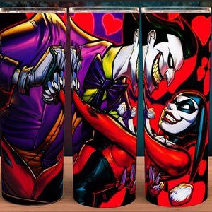 Harley Quin and Joker Animated Villain Cup Mug Tumbler